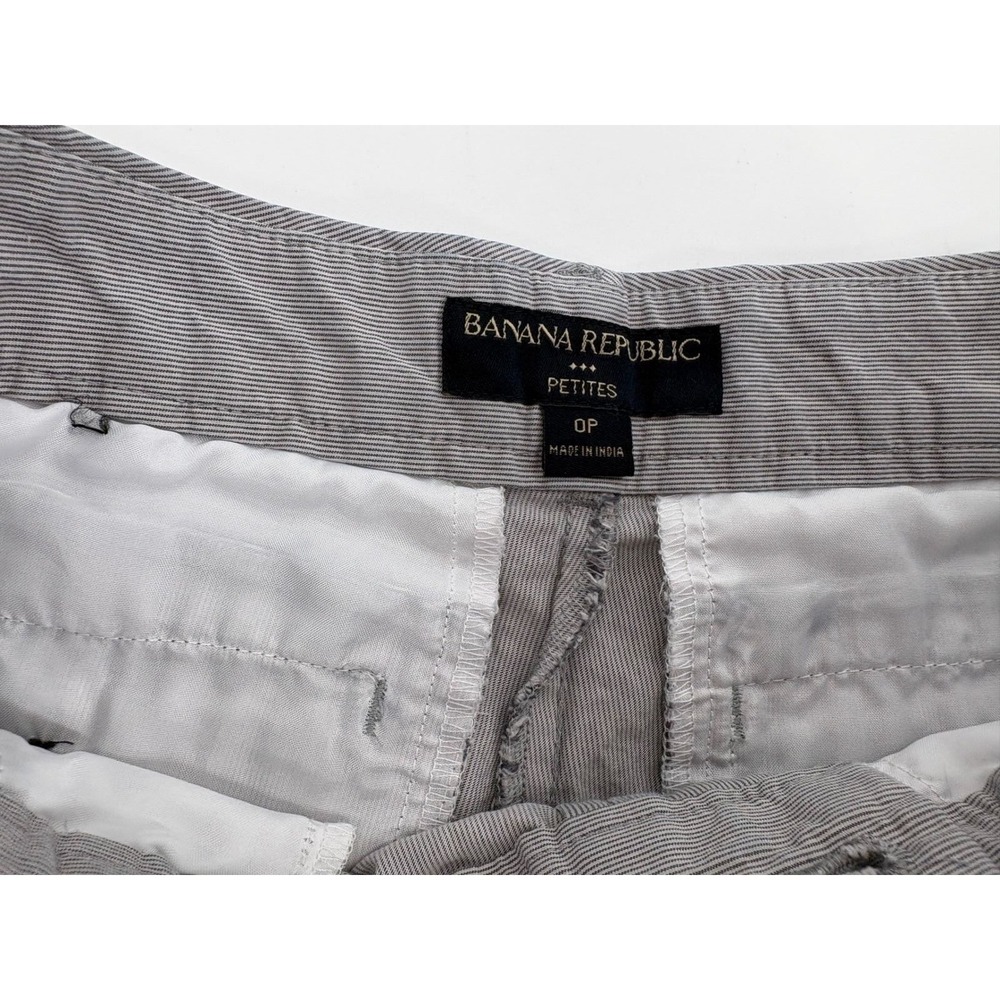 Banana Republic Petites Gray White Striped Cotton Shorts 0P Vintage 2011 - Picture 2 of 7